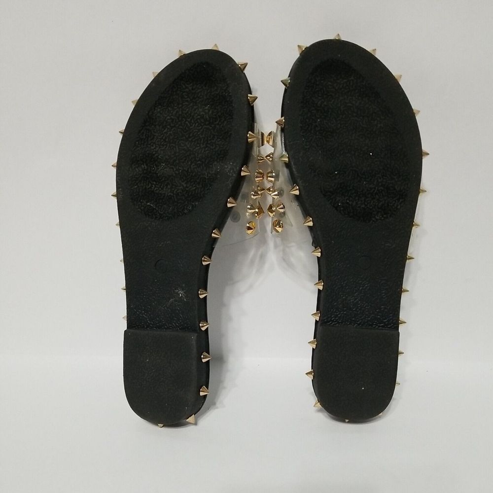Studded pvc‎ Sandals Women's Black /Gold Size 8 Slip-On Shoes - Picture 7 of 7